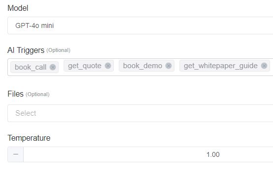 ChitChatBot.ai AI builder showing multi-LLM switching, prompt templates, AI triggers, web search grounding, and multiple AI assistants