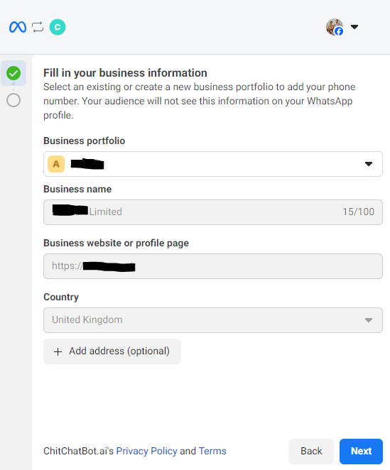 Step 2 — Business Manager