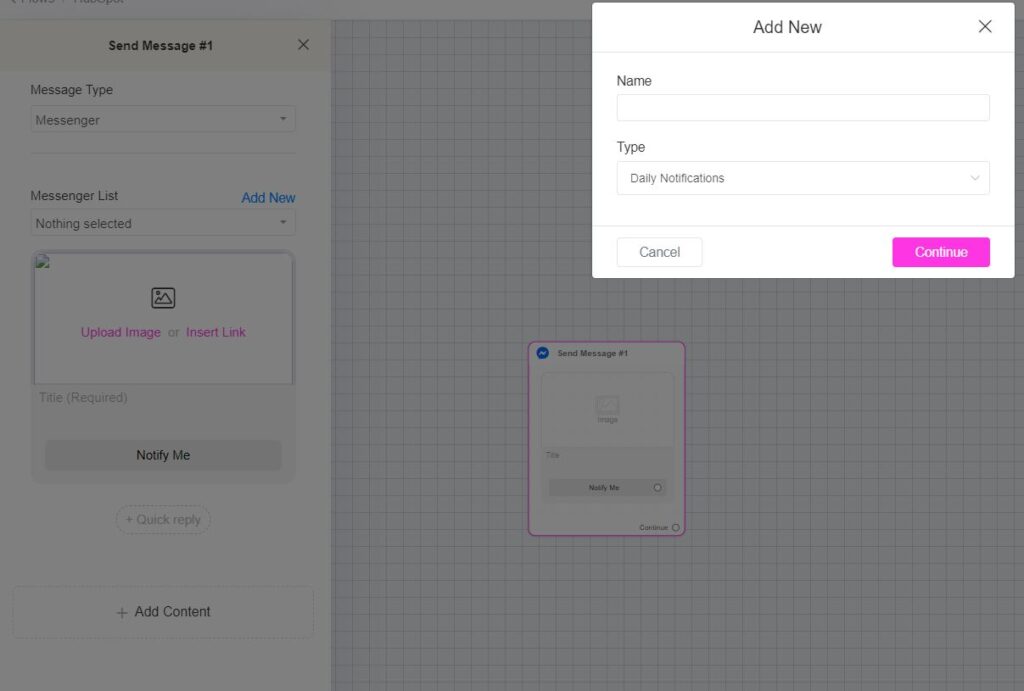 messenenger notifications - ChitChatBot - AI Bot Building Platform