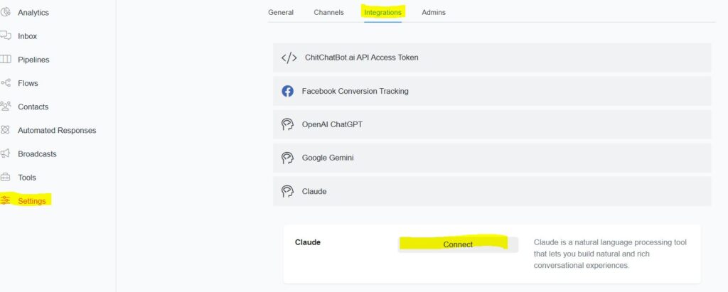 claude - ChitChatBot - AI Bot Building Platform