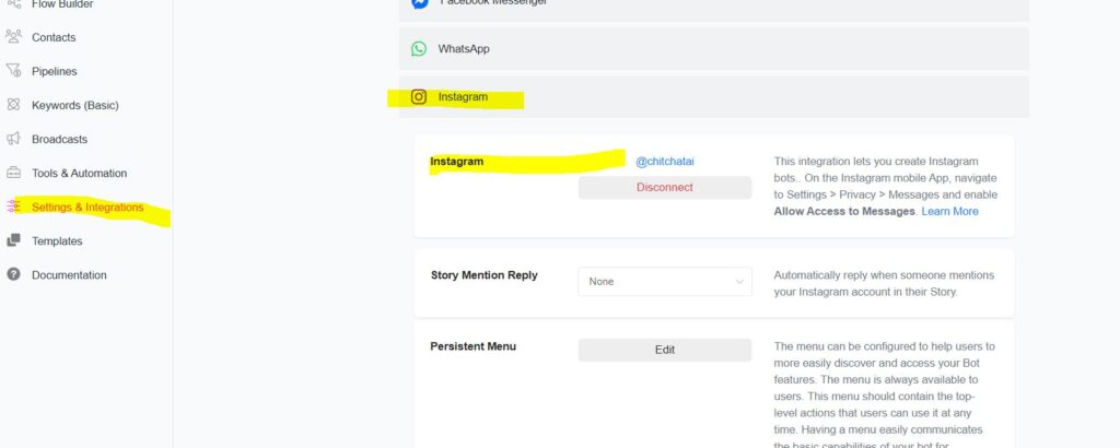 meta ig - ChitChatBot - AI Bot Building Platform