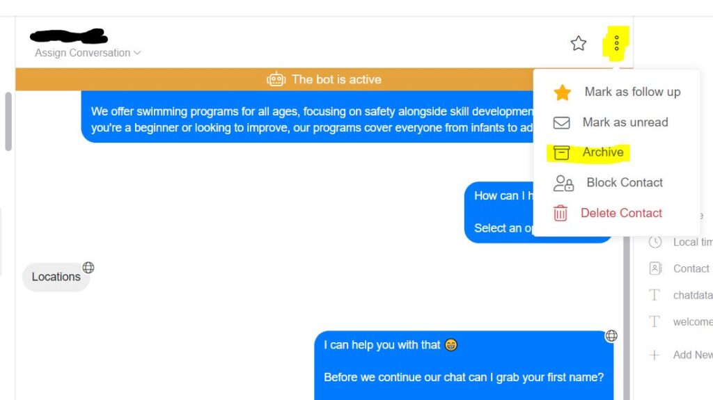 archive inbox - ChitChatBot - AI Bot Building Platform