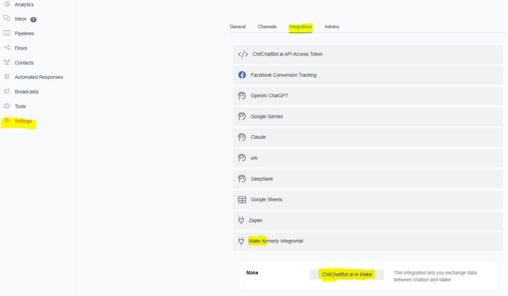 make.com bot builder - ChitChatBot - AI Bot Building Platform